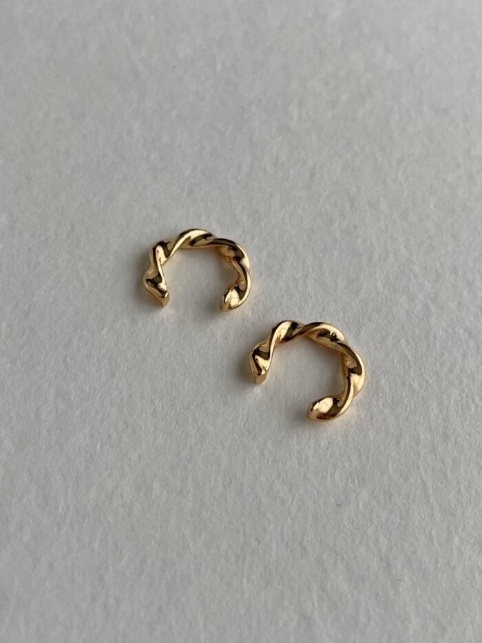 Özel Seri Burgu Tasarım İkili Gold Earcuff