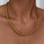 Çelik Gold Burgu Zincir Kolye 5mm 45cm