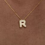 925 Gümüş Zirkon Taşlı R Harf Gold Kolye