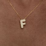 925 Gümüş Zirkon Taşlı F Harf Gold Kolye