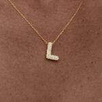 925 Gümüş Zirkon Taşlı L Harf Gold Kolye