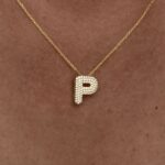 925 Gümüş Zirkon Taşlı P Harf Gold Kolye