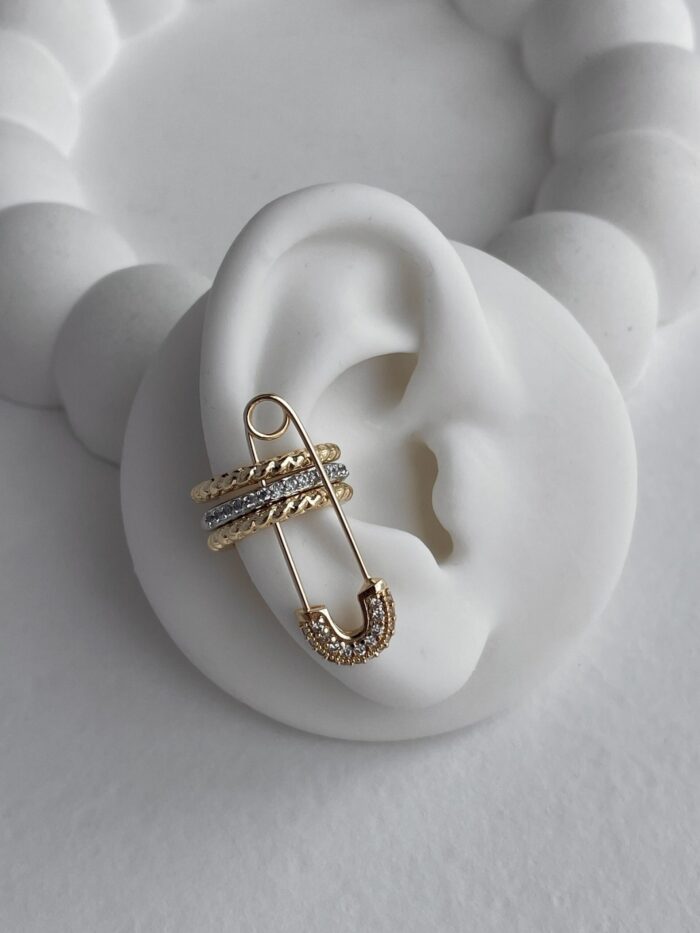 Özel Seri Çengelli İğne Tasarım Gold Earcuff