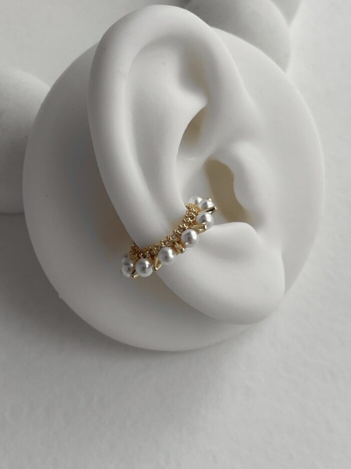 Özel Seri İnci Tasarım Gold Earcuff