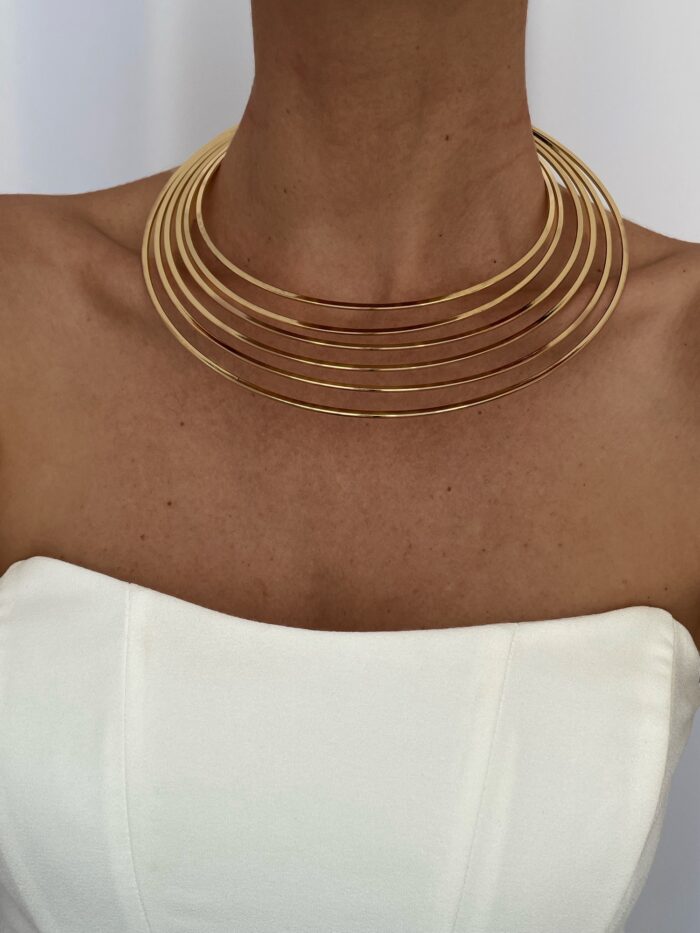 Özel Seri Geometrik Desen ZRA Model Gold Choker Kolye