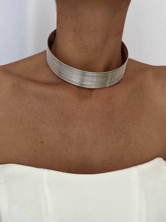 Özel Seri Geometrik Desen ZRA Model Gümüş Choker Kolye