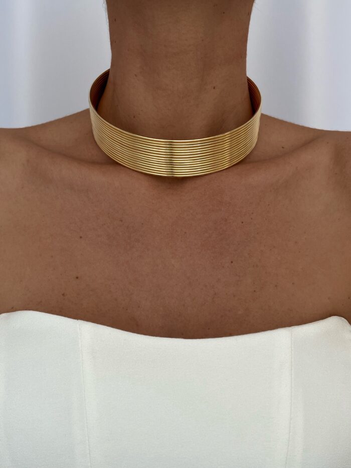 Özel Seri Geometrik Desen ZRA Model Gold Choker Kolye