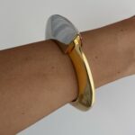 Özel Seri Geometrik Desen Gold & Gümüş Kelepçe Bileklik