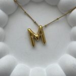 Çelik Gold M Harf Bubble Kolye
