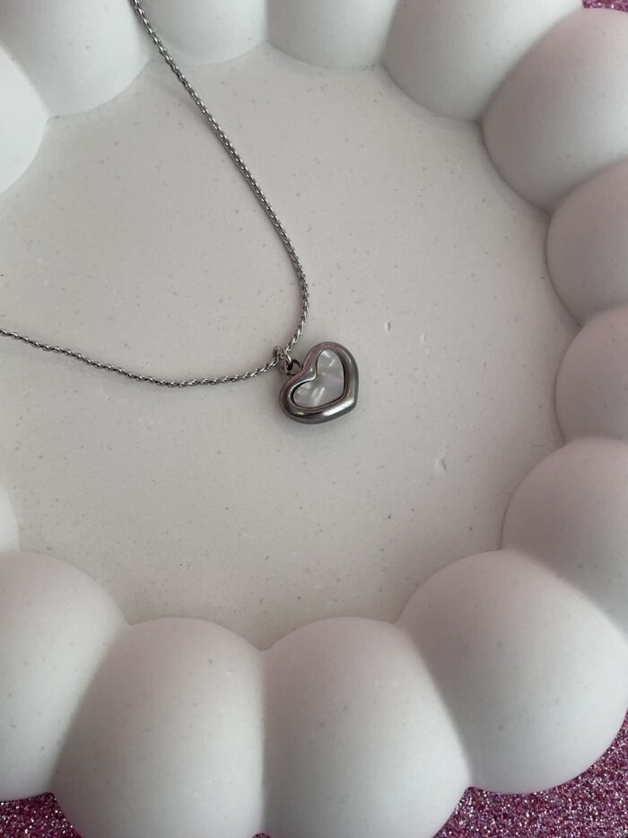 In Love Seri Çelik Mini Kalp Tasarım Gümüş Kolye