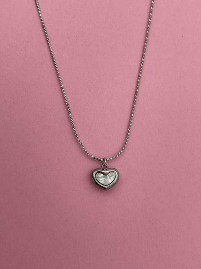In Love Seri Çelik Mini Kalp Tasarım Gümüş Kolye