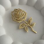Özel Seri Gül Tasarım Gold Plaka Broş