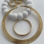 Özel Seri Marka Model Tel Tasarım Gold Kolye Bileklik Küpe Seti