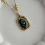 Çelik Gül Desen Top Zincir Gold&Gümüş Kolye