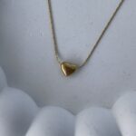 Çelik Mini Kalp Tasarım Gold Kolye
