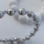 Özel Seri Desenli Tek Taş Gümüş Top Choker Kolye