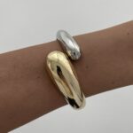 Özel Seri Geometrik Desen Gold Gümüş Kelepçe Bileklik