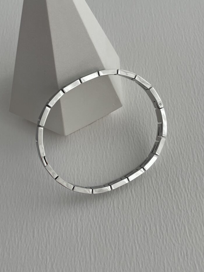 Çelik Geometrik Desen Gümüş Marka Kelepçe Bileklik