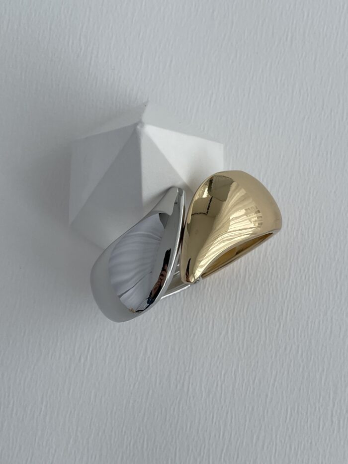 Özel Seri Üçgen Damla Tasarım Gold & Gümüş Kelepçe Bileklik