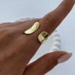 Özel Seri Geometrik Desen Ayarlanabilir Gold Yüzük