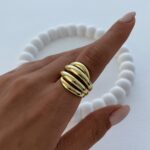 Özel Seri Geometrik Desen Ayarlanabilir Gold Yüzük