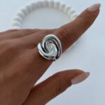 Özel Seri Geometrik Desen Ayarlanabilir Gümüş Yüzük