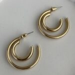 Özel Seri İç İçe İkili Gold Halka Küpe