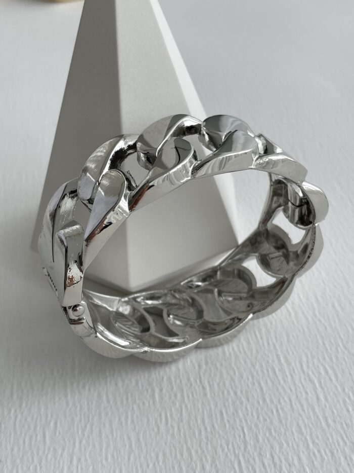 Özel Seri Kalın Sık Gurmet Tasarım Gümüş Kelepçe Bileklik
