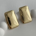 Özel Seri Dikdörtgen Tasarım Gold Küpe