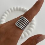 Özel Seri Geometrik Desen Gümüş Ayarlanabilir Yüzük