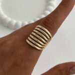 Özel Seri Geometrik Desen Gold Ayarlanabilir Yüzük