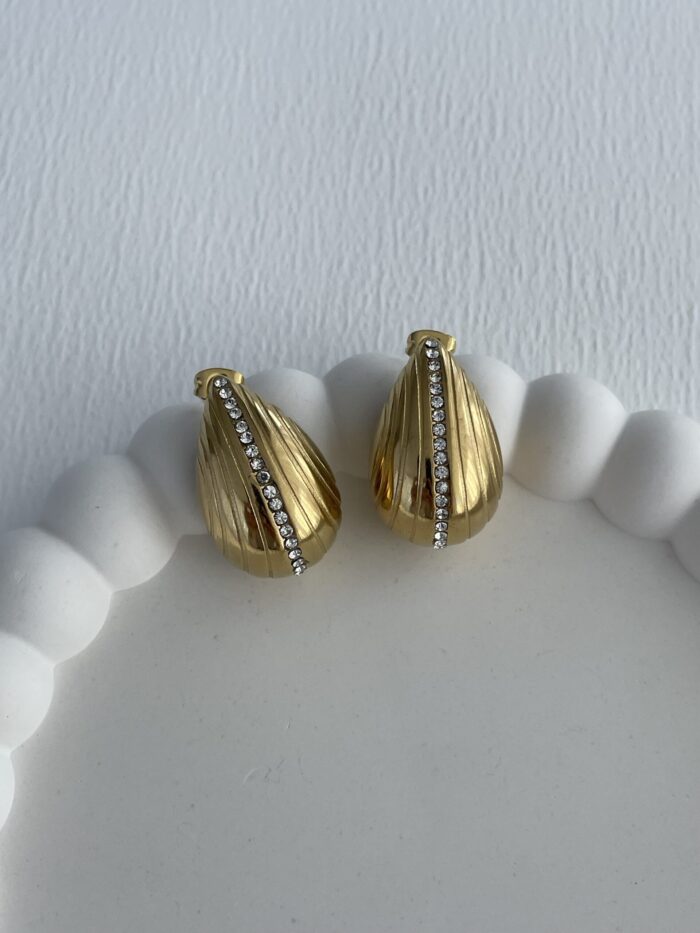 Çelik Zirkon Taşlı Marka Gold Küpe