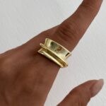 Özel Seri Geometrik Desen Gold Ayarlanabilir Yüzük