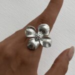 Özel Seri Çiçek Tasarım Gümüş Ayarlanabilir Yüzük
