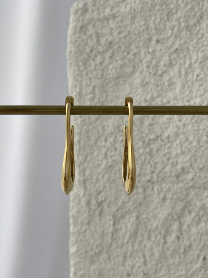 Çelik Geometrik Desen Gold Küpe