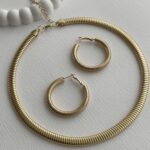 Özel Seri Tırtık Desen Gold Kolye Küpe Seti