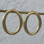 Çelik Oval Tasarım Kalın Gold Küpe