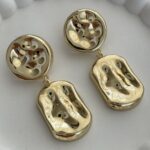 Özel Seri Gold Yuvarlak Dikdörtgen Soyut Küpe