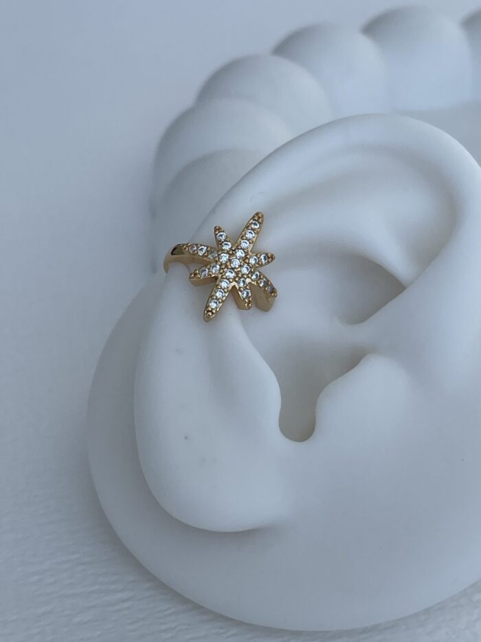 Özel Seri Zirkon Taşlı Yıldız Tasarım Gold Earcuff