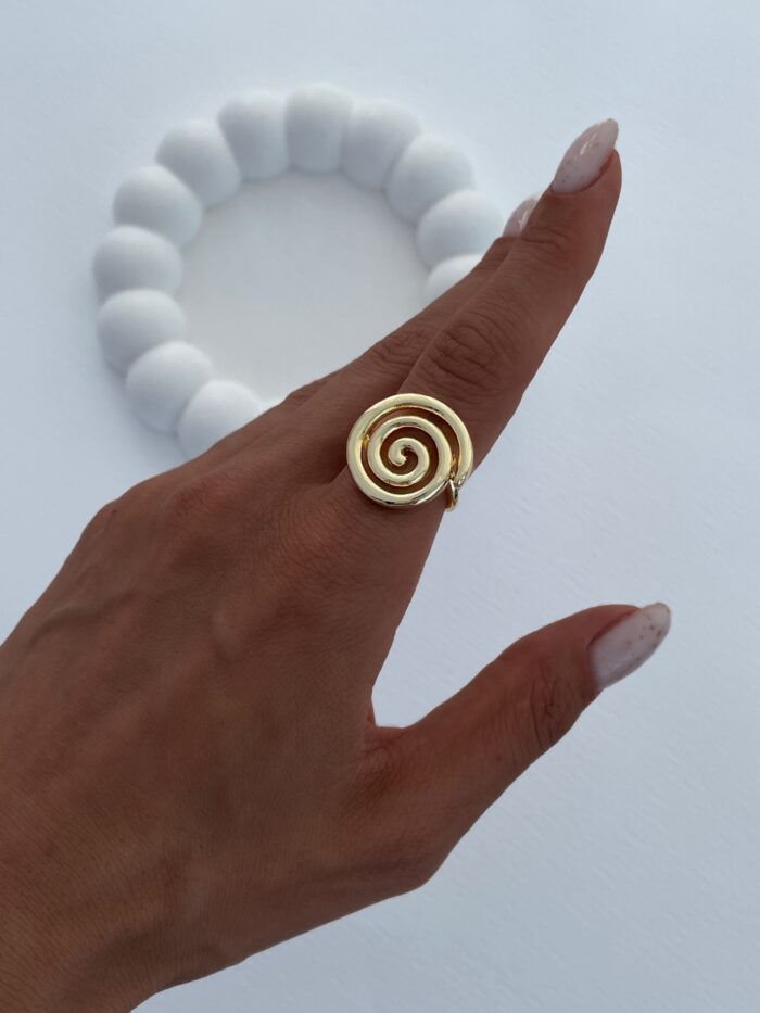 Özel Seri Spiral Desen Gold Ayarlanabilir Yüzük