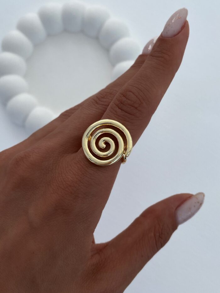 Özel Seri Spiral Desen Gold Ayarlanabilir Yüzük