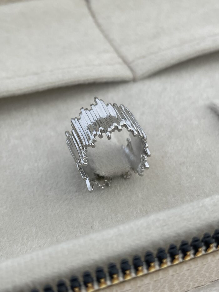 Özel Seri Geometrik Tasarım Ayarlanabilir Gümüş Yüzük