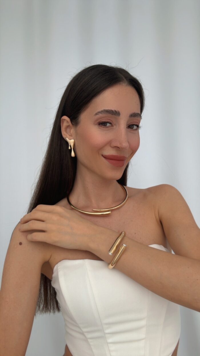 Özel Seri Damla Tasarım Gold Küpe