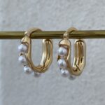 Özel Seri Gold İncili Halka Küpe