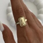Özel Seri Ayarlanabilir Dikdörtgen Tasarım Gold Şövalye Yüzük