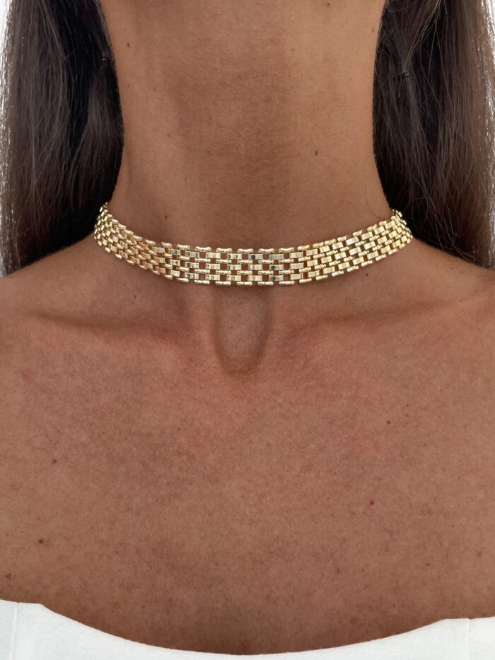 Özel Seri ZR Model Gold Hasır Choker Kolye