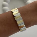 Özel Seri Geometrik Desen Lastikli Gold & Gümüş Bileklik
