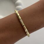 Özel Seri Zirkon Taşlı Geometrik Desen Lastikli Gold Bileklik