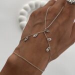 Özel Seri Zirkon Taşlı Geometrik Desen Gümüş Sallantılı Şahmeran