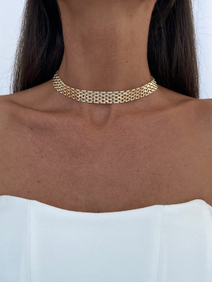 Özel Seri ZR Model Gold Hasır Choker Kolye